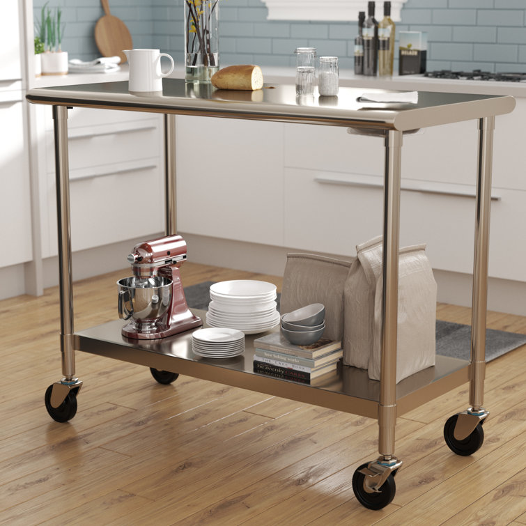 Rebrilliant 48'' Wide Rolling Prep Table with Stainless Steel Top
